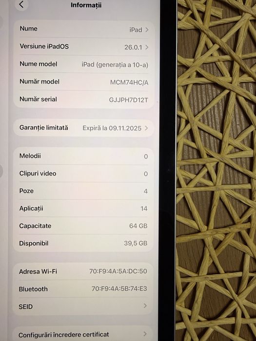 Ipad 10 (2022) 64Gb wi-fi