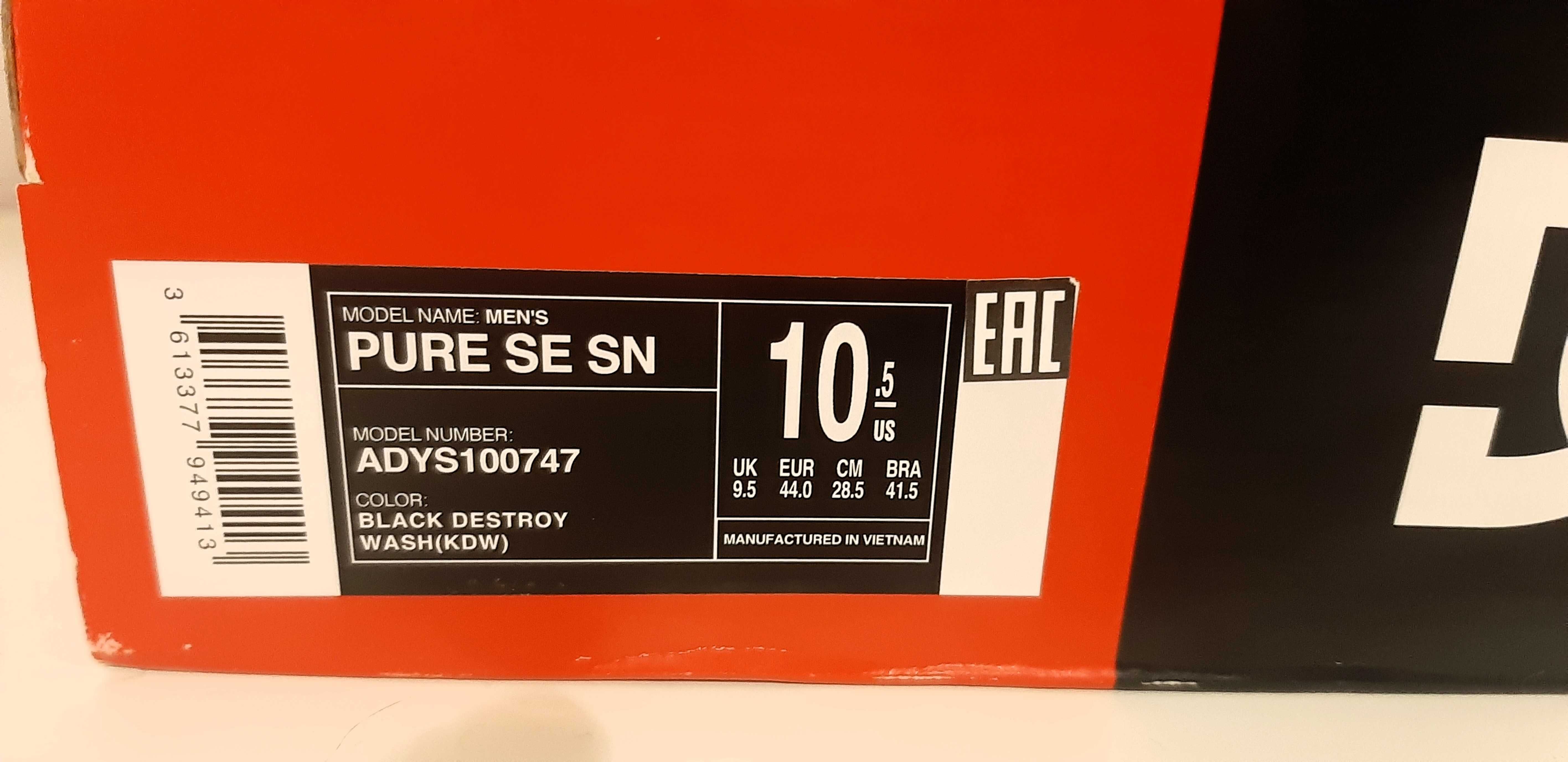 Кецове DC Shoes Pure - Black Destroy Wash, Чисто Нови, 44 номер