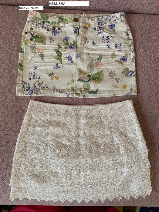 Lot fusta mini sau midi marime S sau M carouri pliuri femei dantela