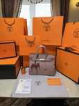 Geanta Hermes Birkin 35cm Nude Accesorii Silver Piele naturala 100%