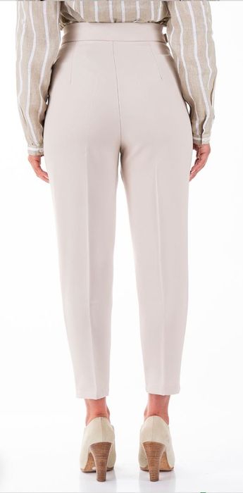 Дамски панталон висока талия екрю