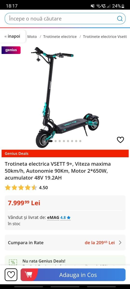 Vând trotineta electrica Vsett 9+