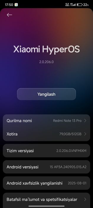 REDMI NOTE 13 PRO 12/512  narxini  soʻm diyabman kelishamiz tel