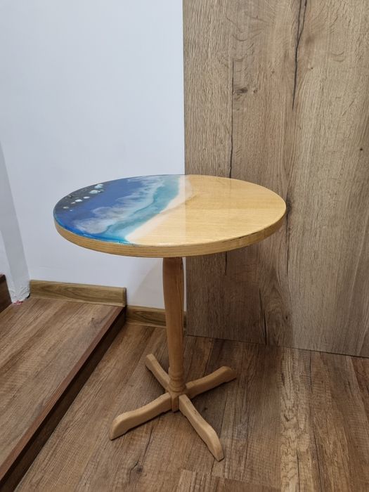 Măsuță de cafea cu rășină epoxidică + platou de servire