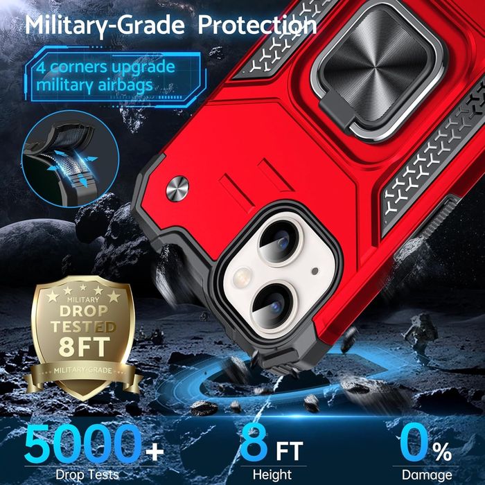 Промо! Удароустойчив кейс за iPhone 15, 14, 13 – Червен, DASFOND Armor