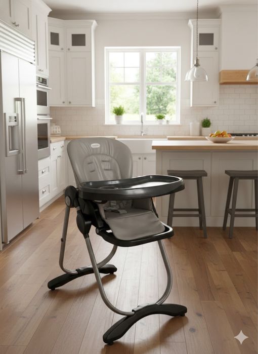 Стульчик для кормлению серого цвета