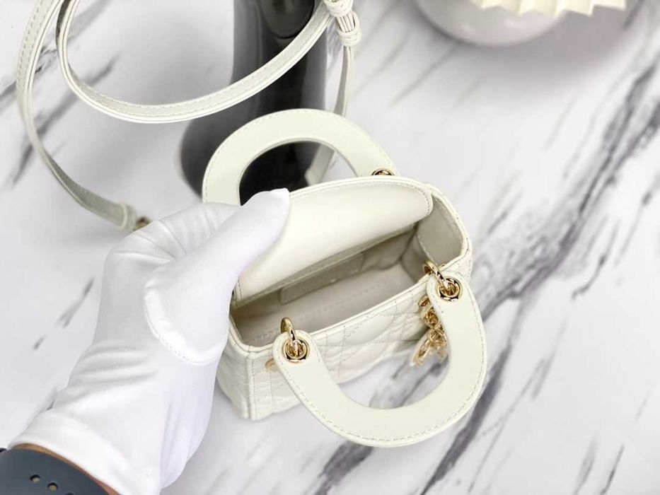 Geanta Christian Dior Lady Micro, white, 12x10x5cm, Premium