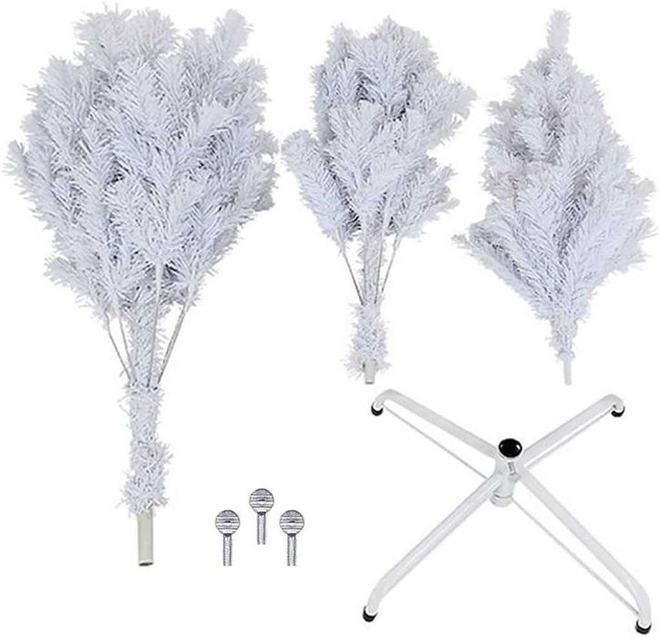 Коледна Снежно бяла или зелена елха с шишарки + пласмасова стойка  ТОП