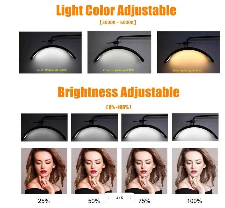 Lampa cosmetica / extensii gene MoonLight Semiluna LED cu telecomanda