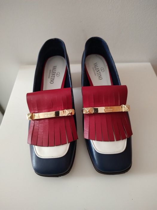 Valentino Garavani  Tricolor Uptown Fringe Pumps елегантни обувки 38 н