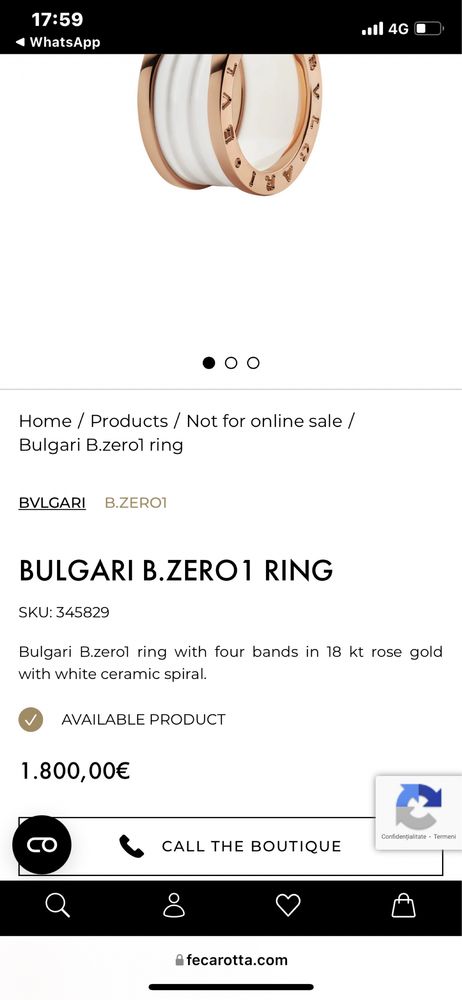 Inel verigheta Bvlgari Original !!! 18 k aur roze