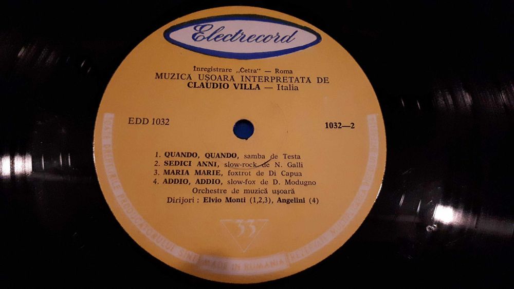 Disc vinil celebru: Claudio Villa - muzica usoara italiana
