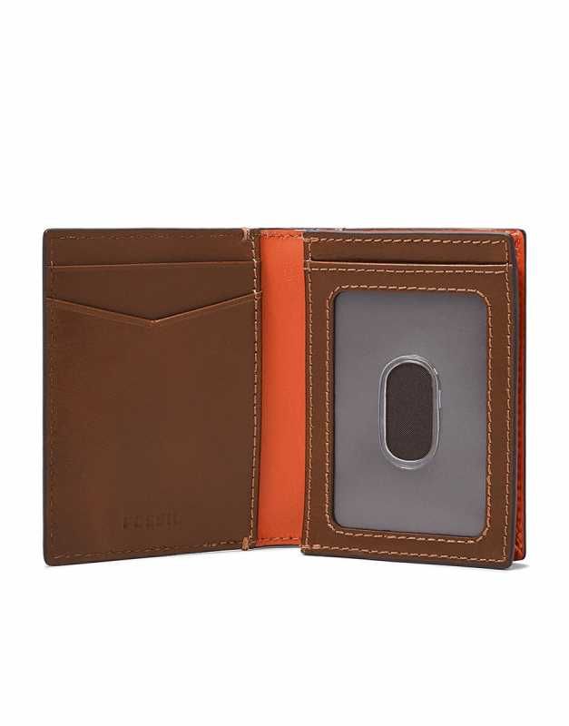 Portofel Fossil Gus Front Pocket Wallet Medium Brown, piele, nou