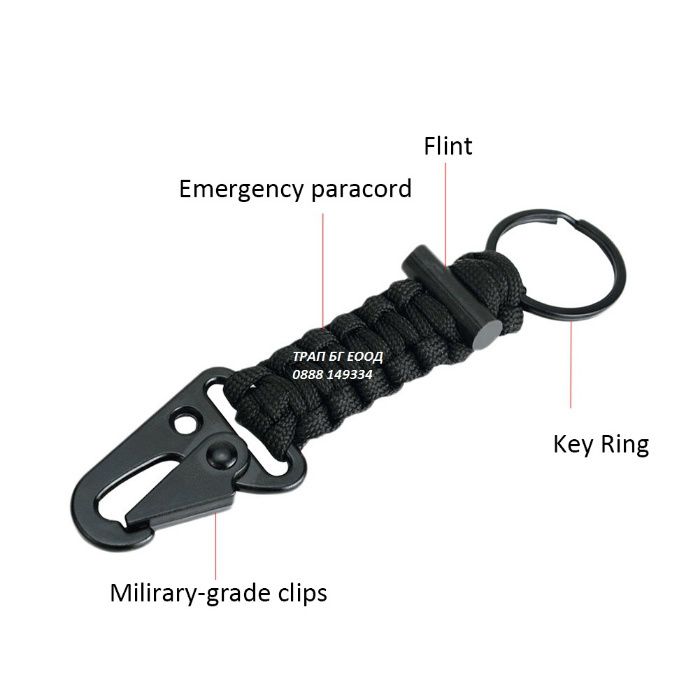 Карабинер паракорд с ключодържател karabiner parakord paracord гривна