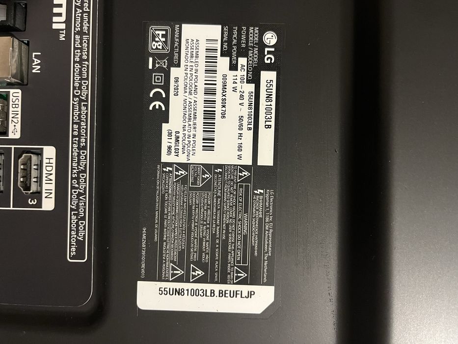 Телевизор LG 55 UHD LCD, повреден за части