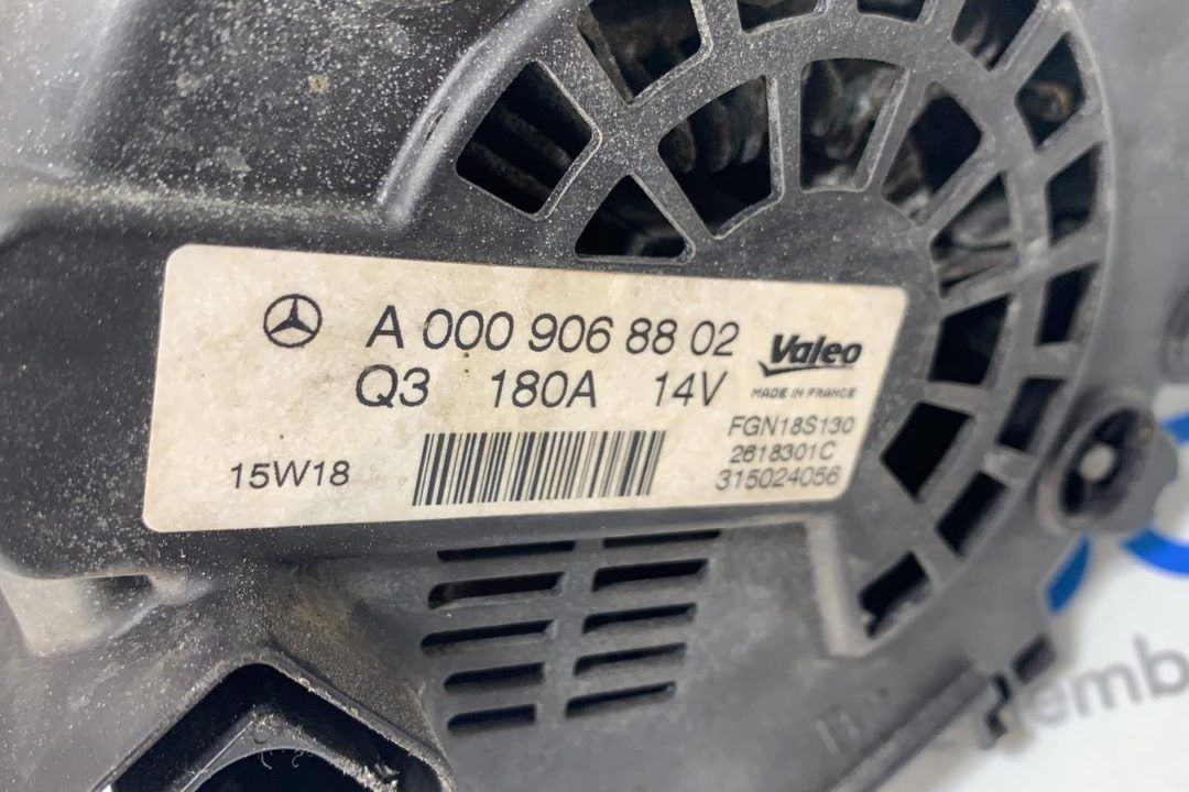 Alternator Valeo 180 A Mercedes Sprinter 2.2 CDI 2010 – 2016 Euro 5 Cod A000 906 88 02
