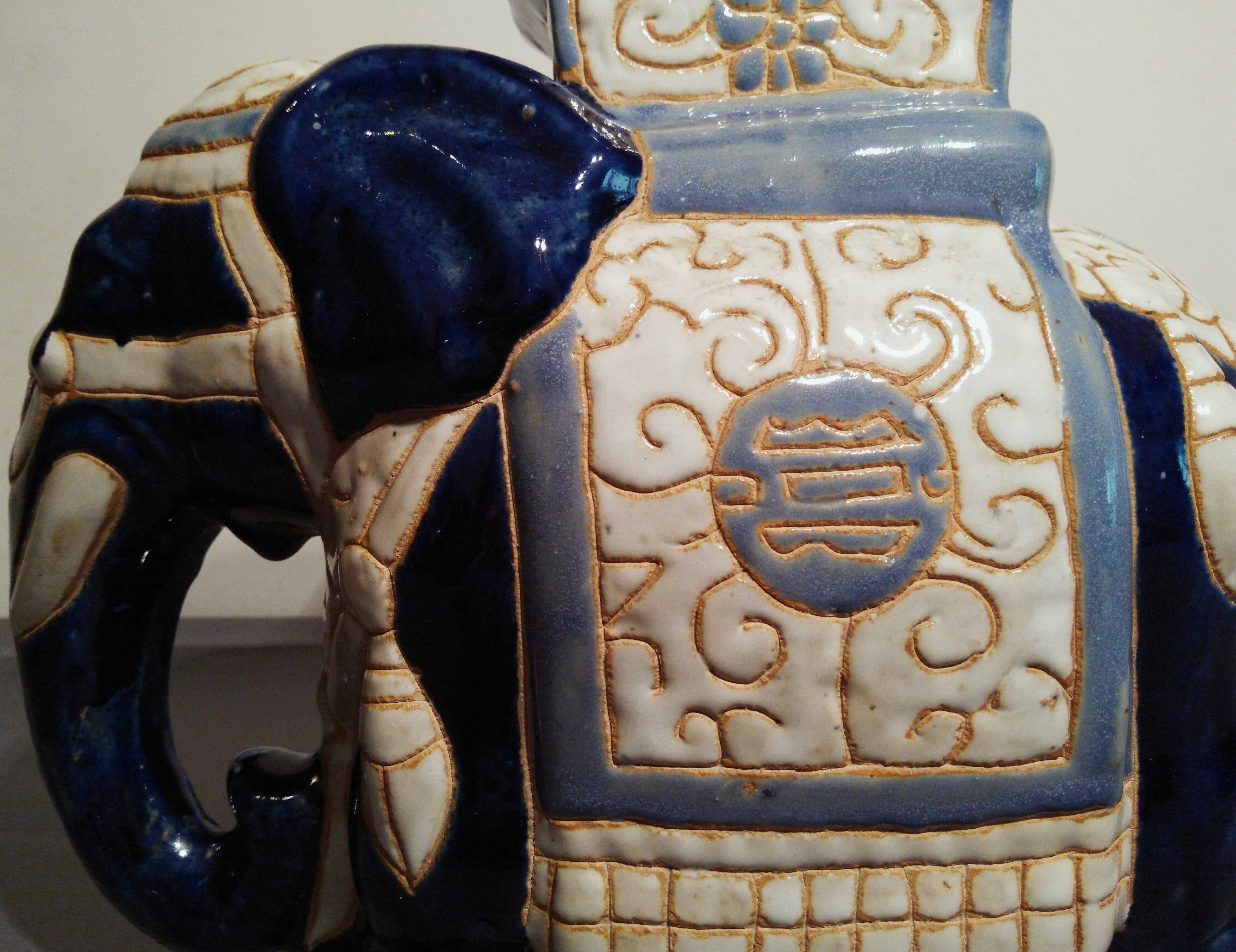 Statueta asiatica Feng Shui Elefant din ceramica | piesa veche