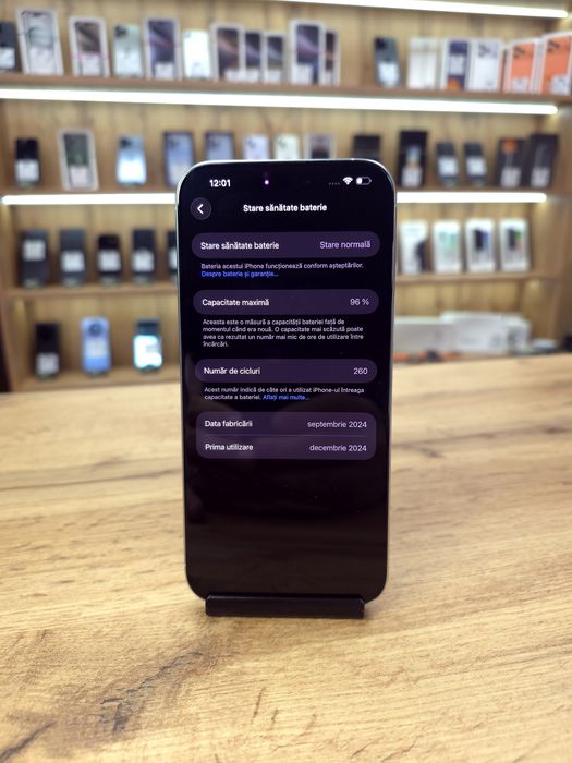 iPhone 16 Pro Max White 256Gb - Sanatate bat. 96% - Garantie 12 luni