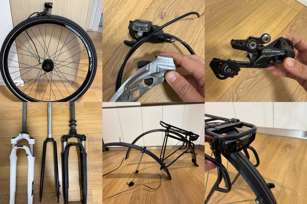 Piese bicicleta, furca suntour NCX D, furca fixa, roata fata dinam