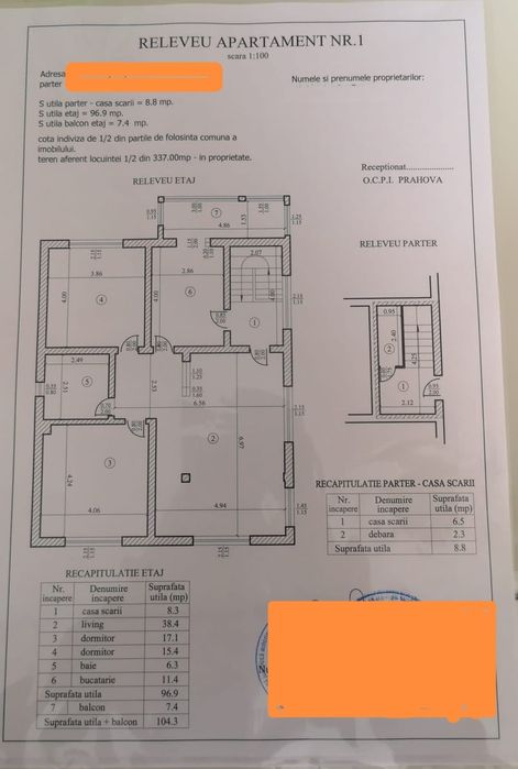 Apartament 3 camere într-o casă