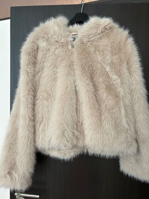 Пухено палто с качулка