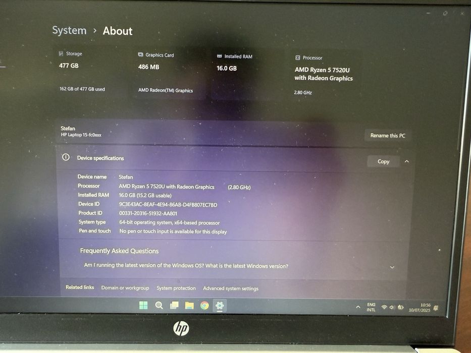 Laptop HP Ryzen 5 16gb Ram 512gb ssd