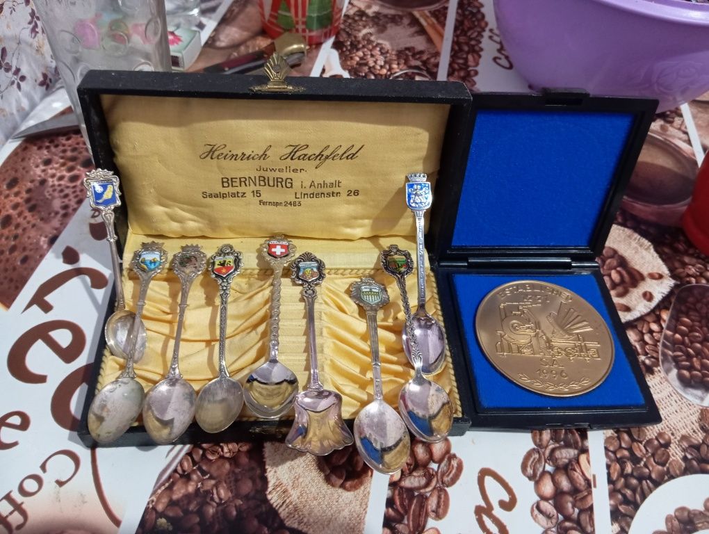 Set lingurițe argint și moneda bronz 1971