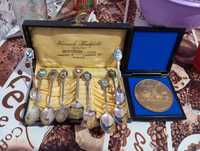 Set lingurițe argint și moneda bronz 1996