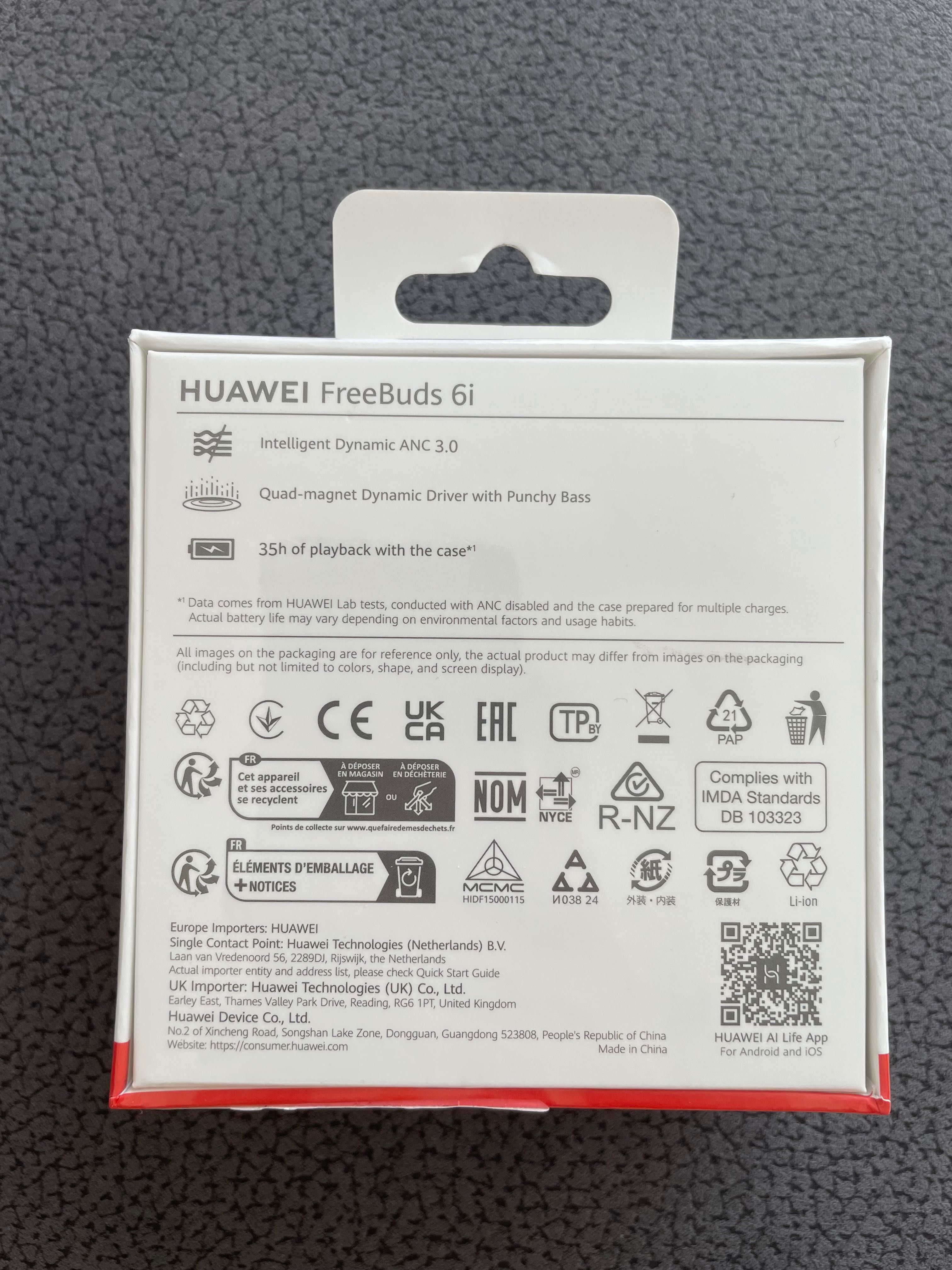 Безжични Слушалки Huawei FreeBuds 6i, чисто нови, шумозаглушаващи
