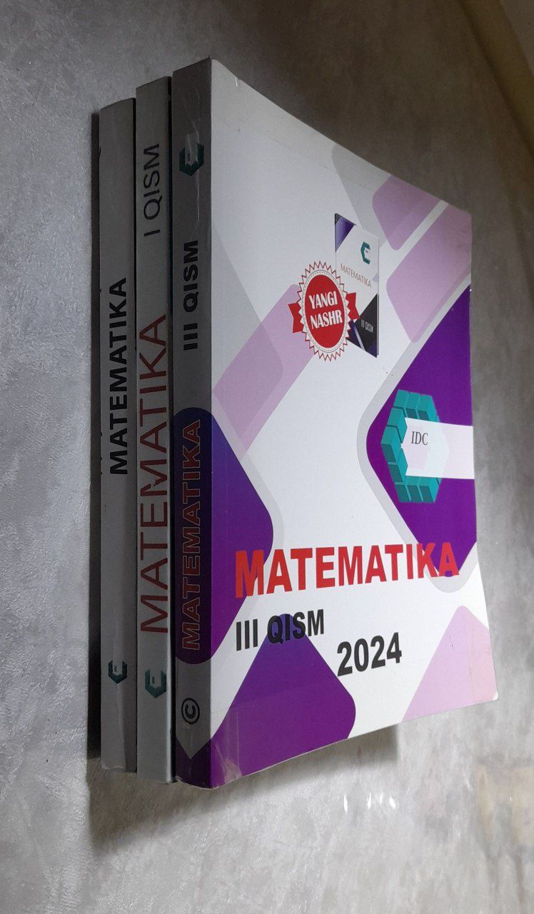 Matematika IDC kitoblari 1 chi ,3chi qismi va test kitobi sotiladi.