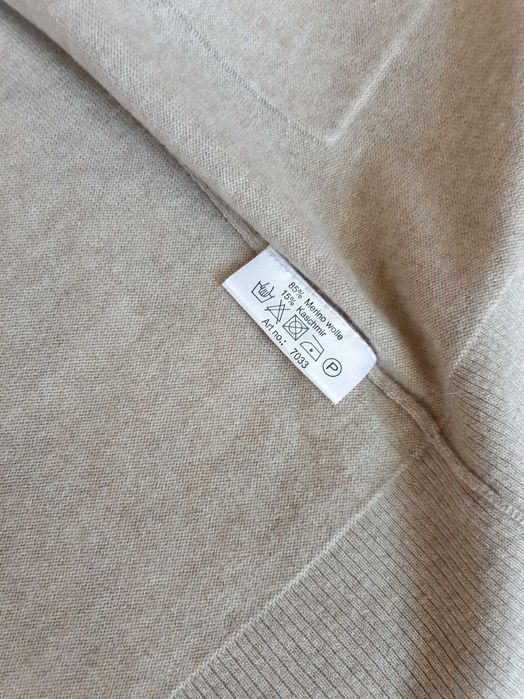 Cardigan subtire crem bej lana merinos casmir