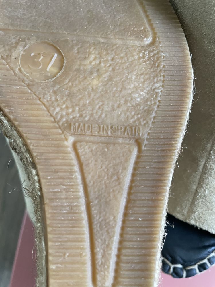 Sandale platforma, 9 cm, piele intoarsa, bej, marimea 37 (23 cm), noi