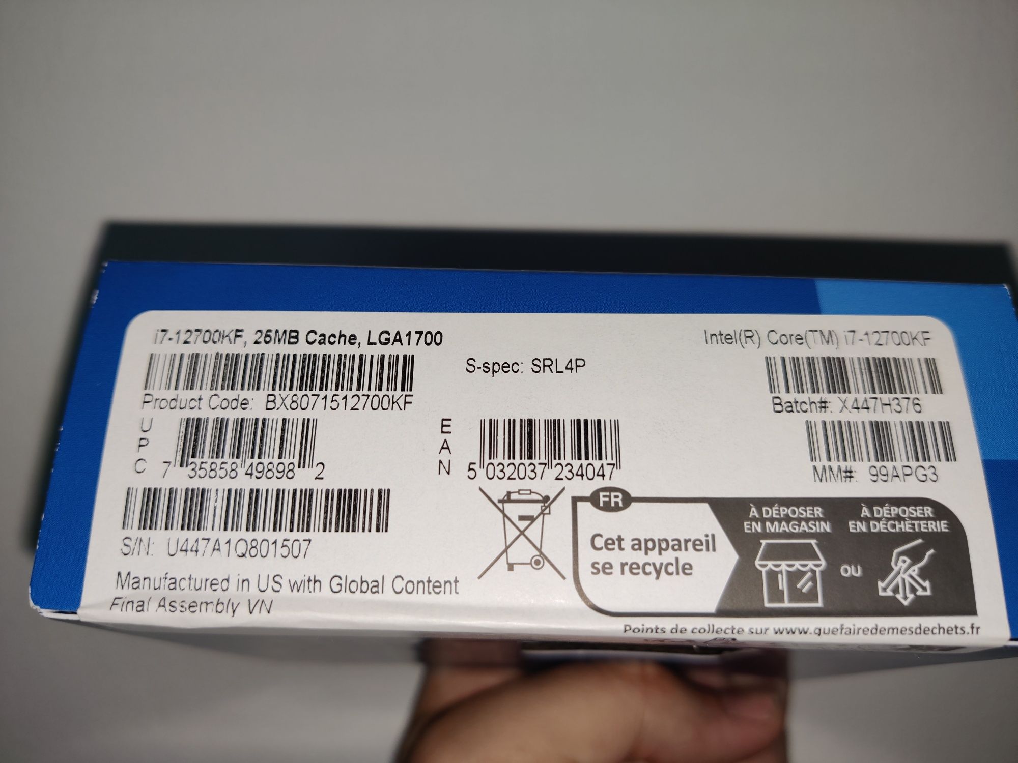 Intel Core i7 12700kf box new