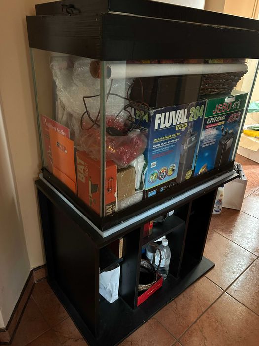 Acvariu 210 litri din geam cristal de 10 mm, cu capac adaptat