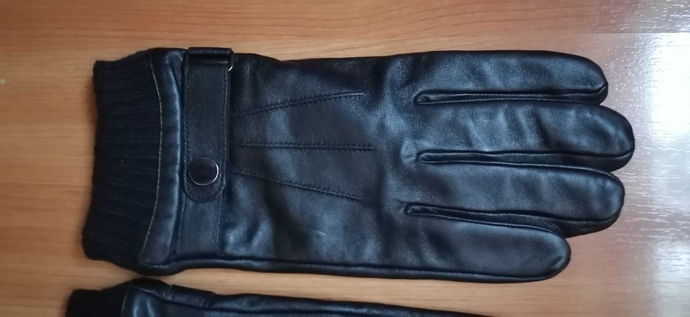 Manusi negre de piele pentru barbati, marimea 10