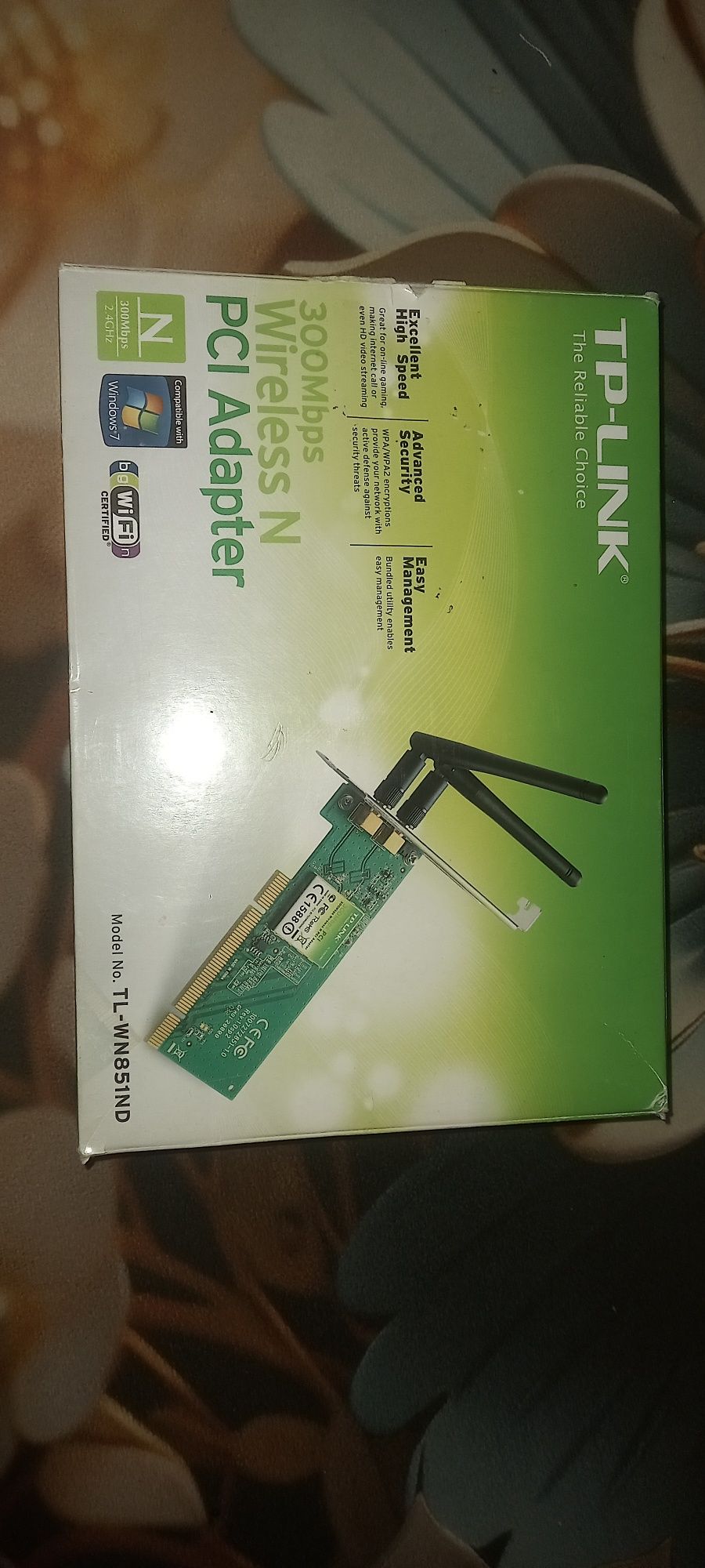 Wi-Fi адаптер TP-Link PCI 300Mbps (новый, полный комплект)