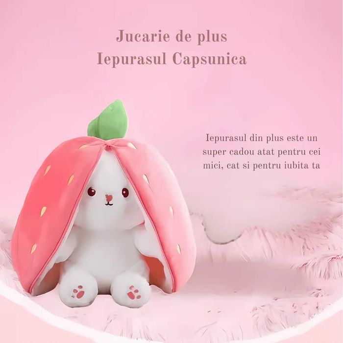ucărie de Plus Iepurașul Căpșunica, 35 cm, Roz – Moale