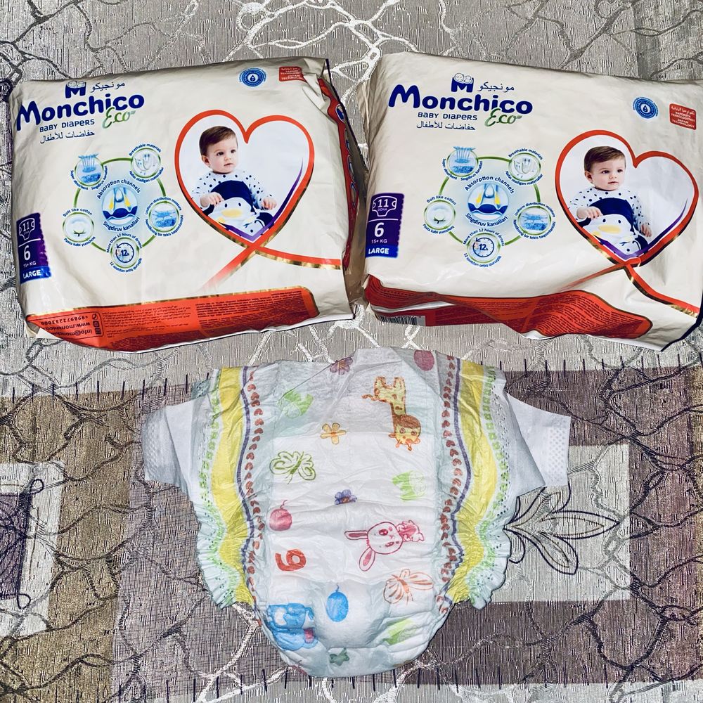 Памперсы, подгузники! Haggies, Monchico. Новые! Чит. описание!