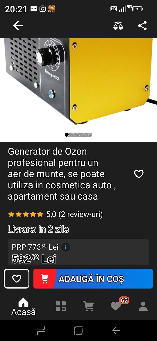 Aparat de dezinfectat cu ozon