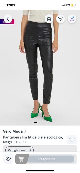 Vand pantaloni slim fit piele ecologica