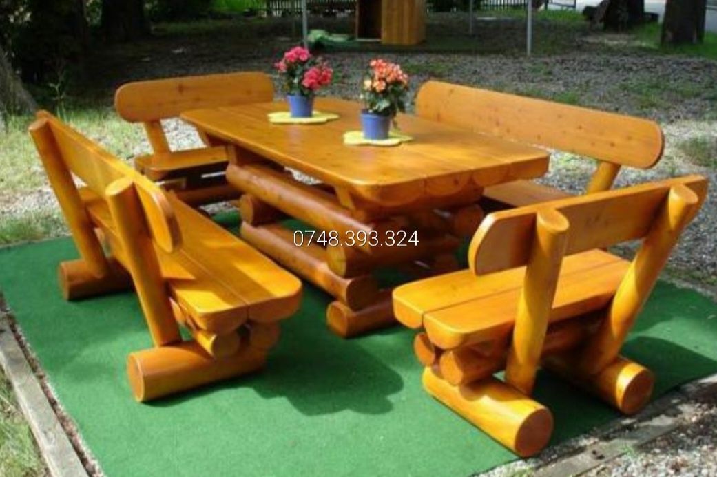 Set de masa cu bănci  și scaune  pentru  terasă  foișor