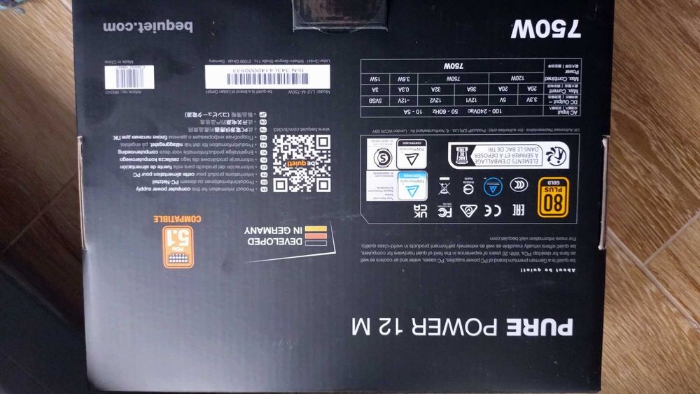 Sursa PSU: PURE POWER 12 - 750W, 80 PLUS® Gold