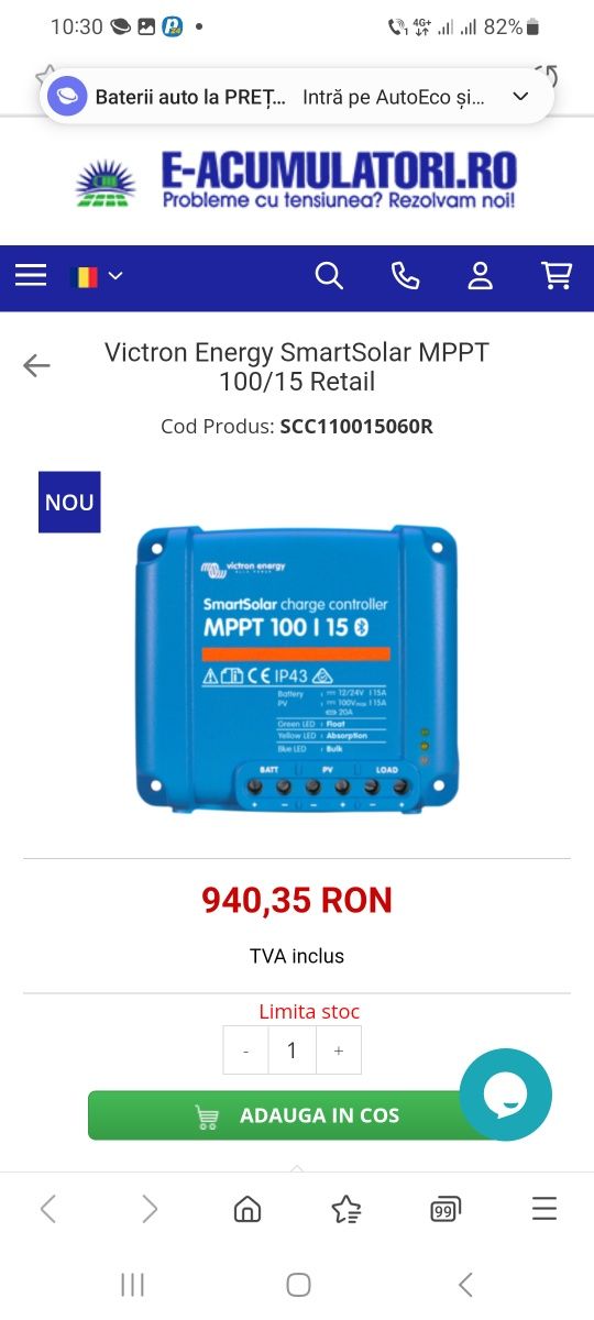 Victron energy mppt 100/15 regullator solar Fotovoltaic incarcator