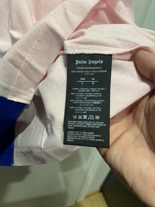 Тениска PALM ANGELS BROKEN LOGO PRINT Blue Pink.Струва 600лева.НОВА. L