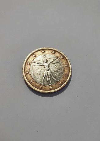 1 Euro Moneda Italia 2002 Leonardo da Vinci, foarte rară
