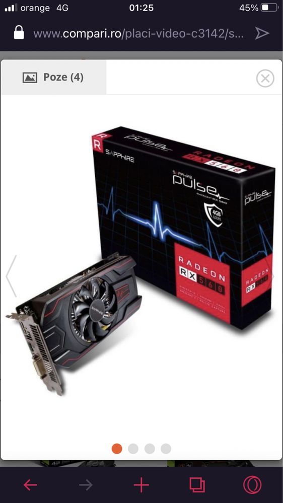 Placa video AMD Rdeon RX 560 de 4GB DDR5