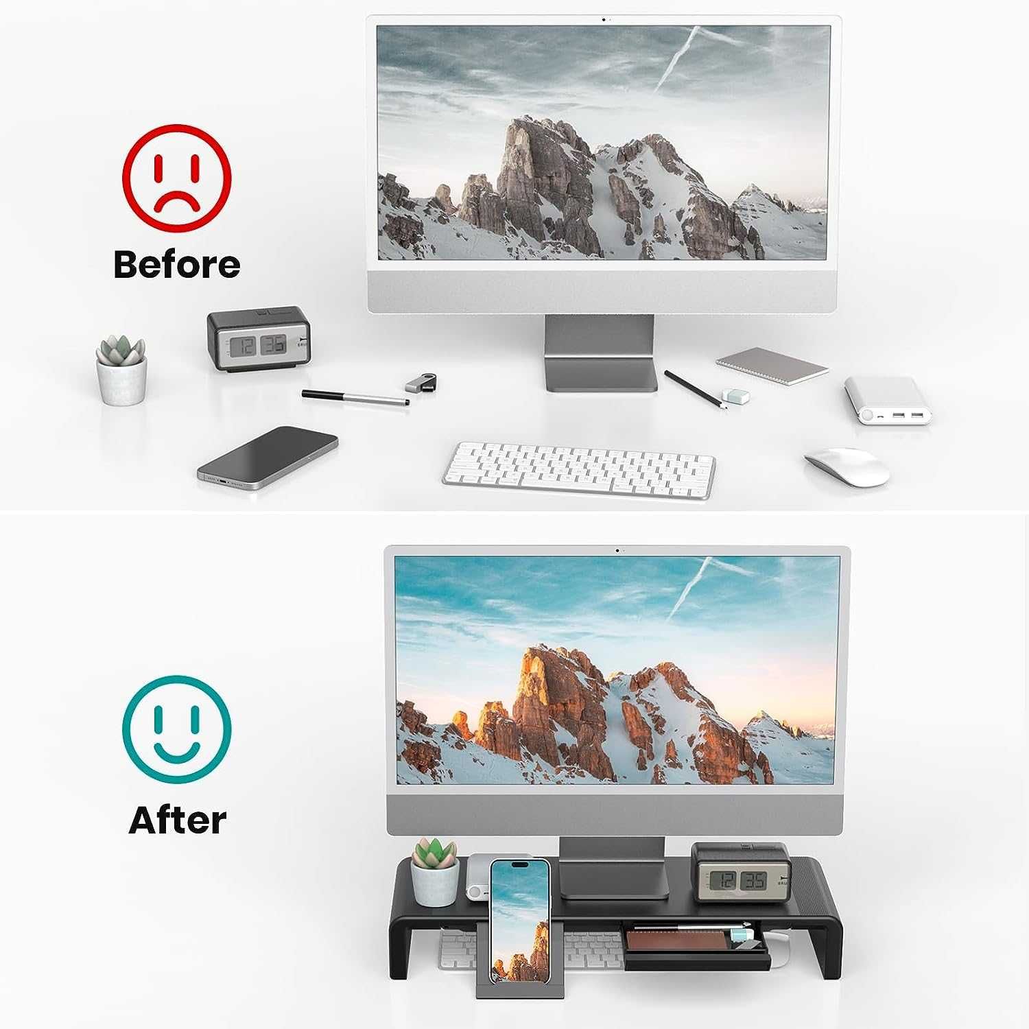 Masuta ergonomica pentru laptop si monitor, sertar, suport