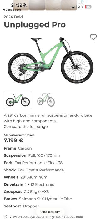 Vând full Suspension carbon Bold UnpluggedPro Mullet 2024