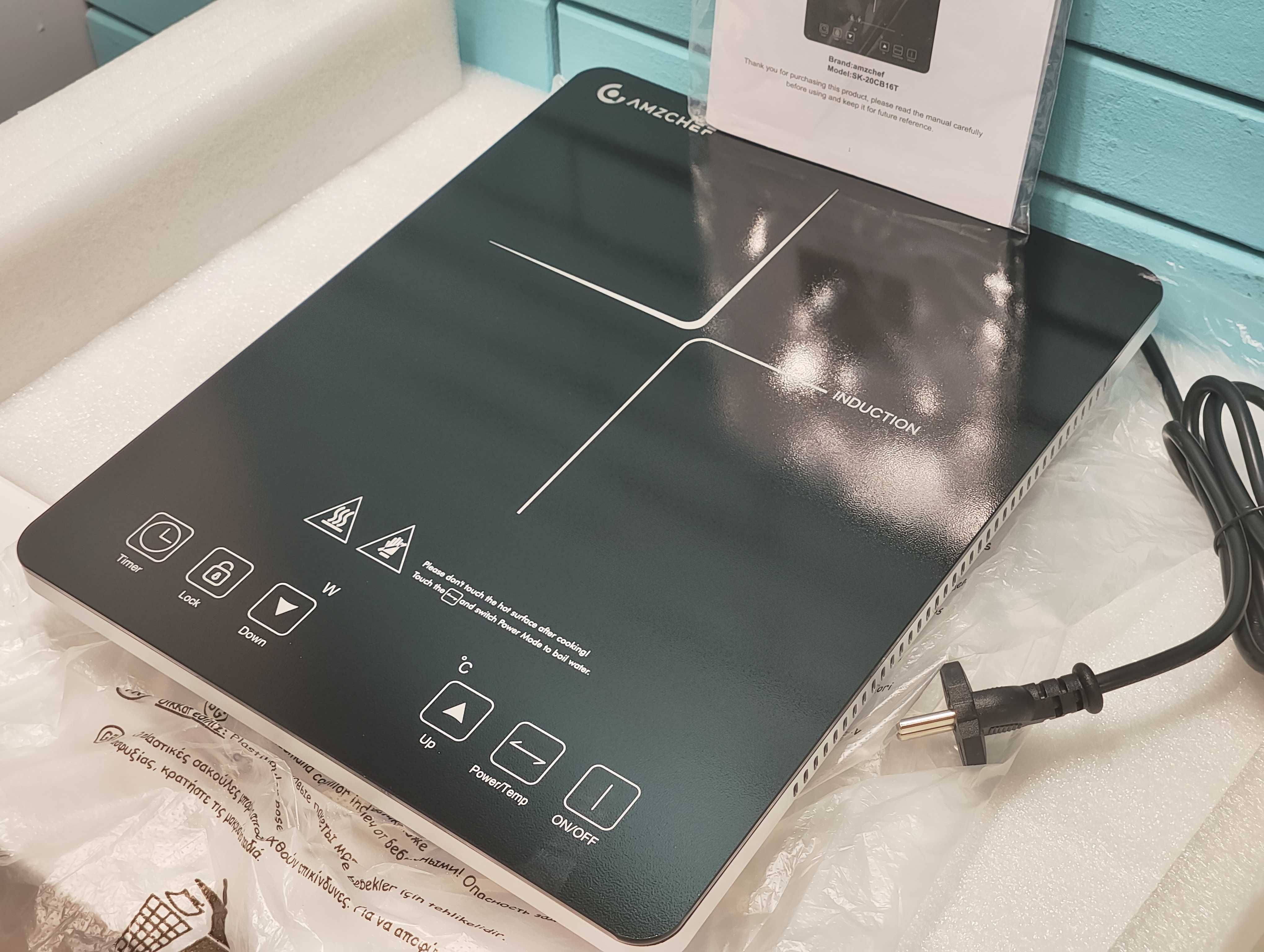 AMZCHEF индукционен котлон 2000W, 1 зона, ултра тънък дизайн