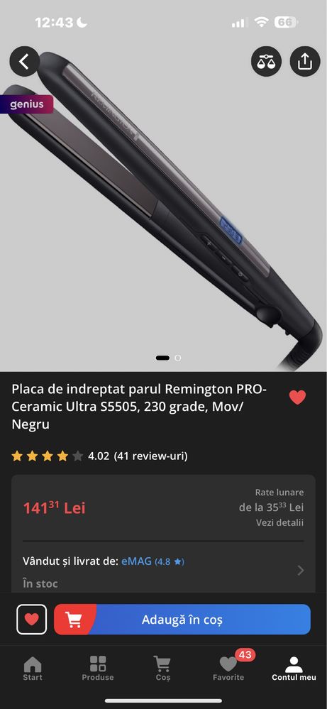 Placa indreptat de par remington pro ceramic ultra s5505 noua